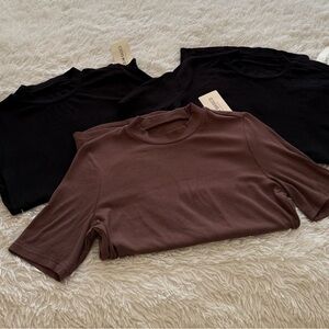 NWT SHEIN Basics Tops (set of 3) Black & Brown Size S